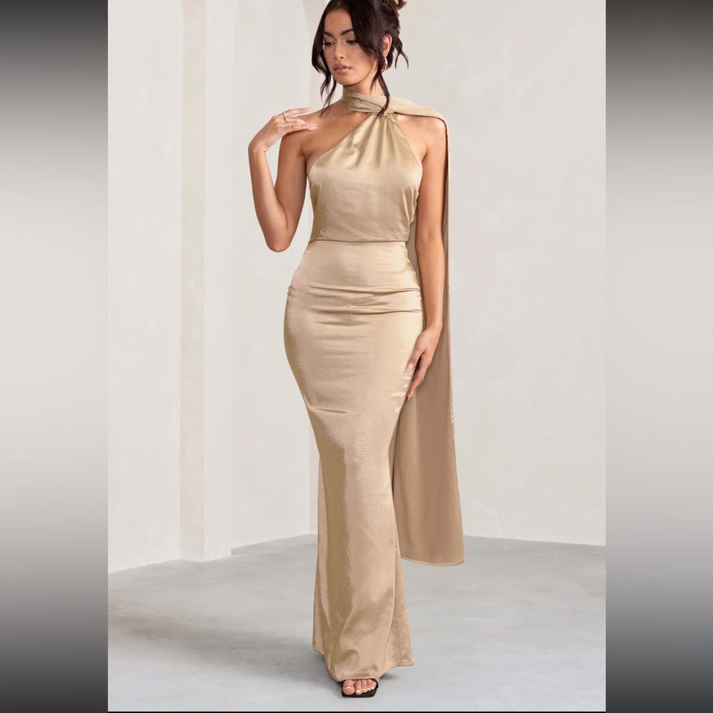 Club L London Champagne Satin Dress